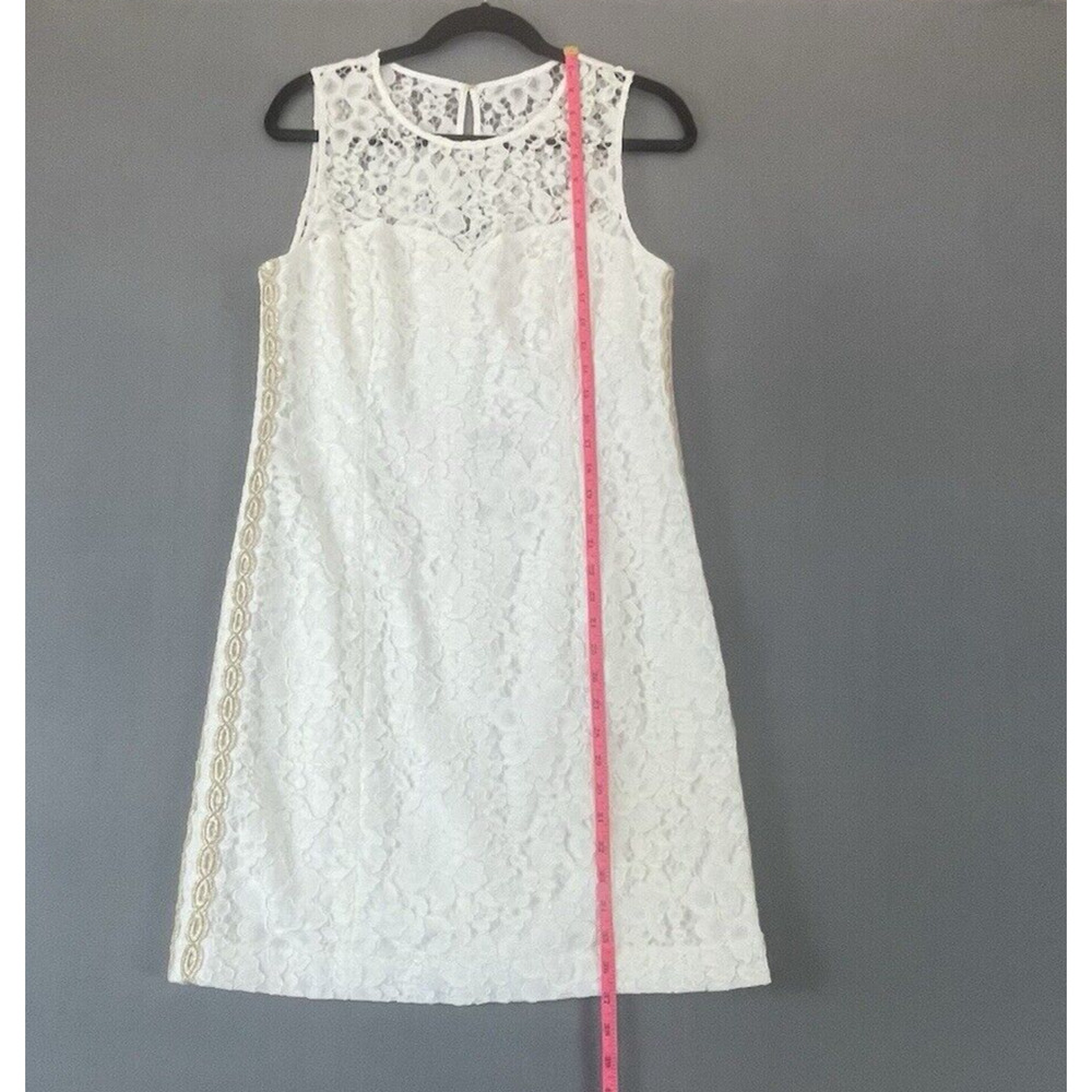 Lilly Pulitzer Dress Womens 10 White Corded Floral Lace Mila Shift NWT Gold Trim - Picture 13 of 16